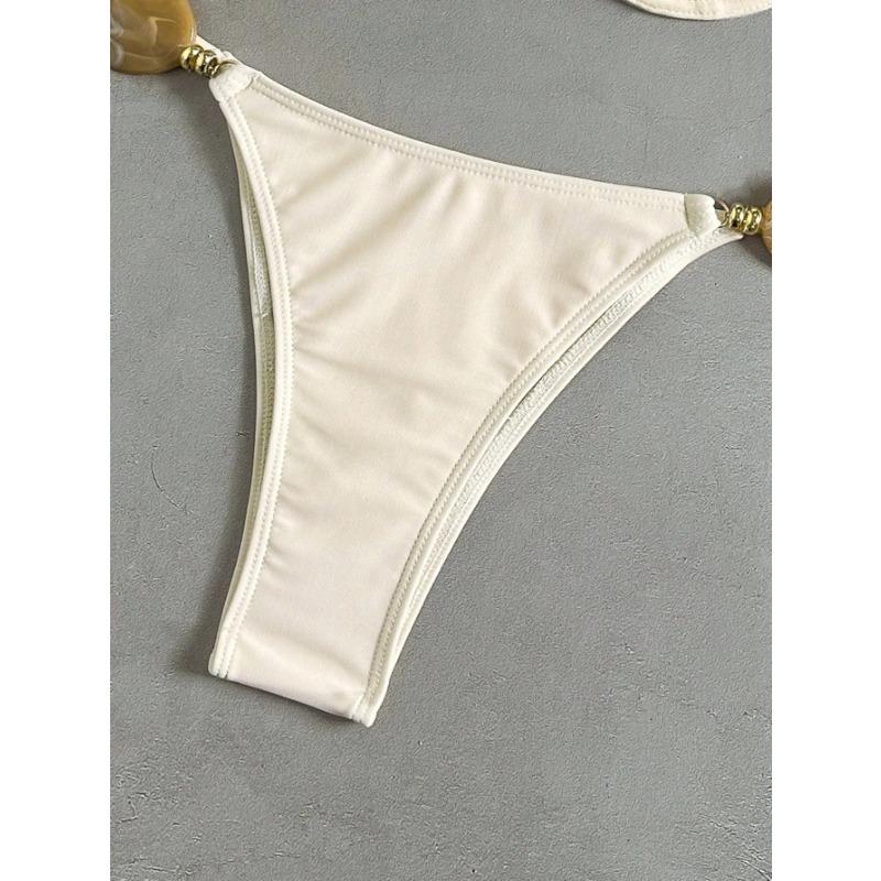 Damen S Sexy Neckholder Rückenfrei Unifarben Bikini-Set