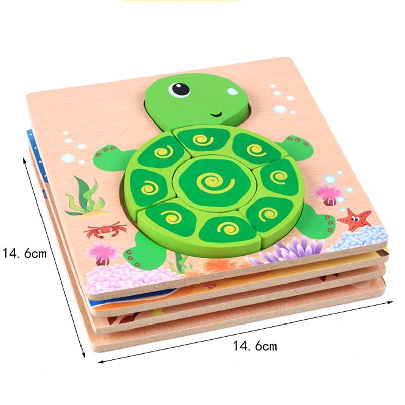Baby High Quality 3D Wooden Puzzles Educational Cartoon Animals Early Learning Intelligence Puzzle Game Toys For Children