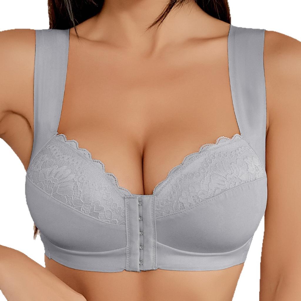 Damen kabellos integrierter Cup Frontverschluss Spitze Sexy Intimbereich BH