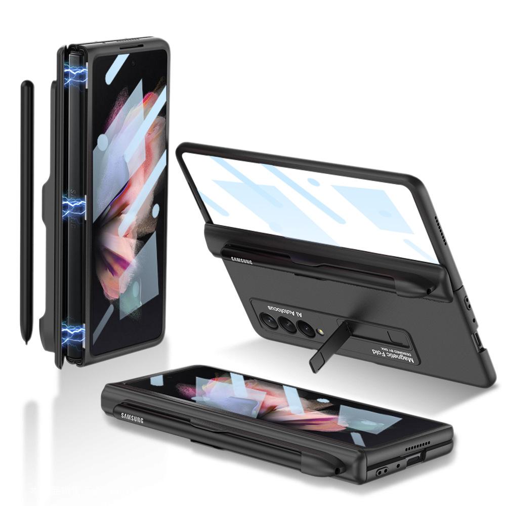 Suitable for Samsung Fold3 Mobile Phone Case Folding Screen Full inclusive Anti Fall W22 Creative Hinge Magnetic Pen Slot Central Shaft Protection