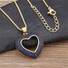 Nidin Top Quality 4 Colors Heart-Shaped Hollow Crystal Zircon Pendant Link Chain Necklace Women's Charm Jewelry Anniversary Gift