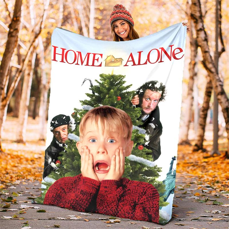 Home Alone Flannel Blanket Soft Warm All-Season Throw, Design for Camping, Car Travel, Hiking Sofa, Bed, Office Perfect Gift for Parties