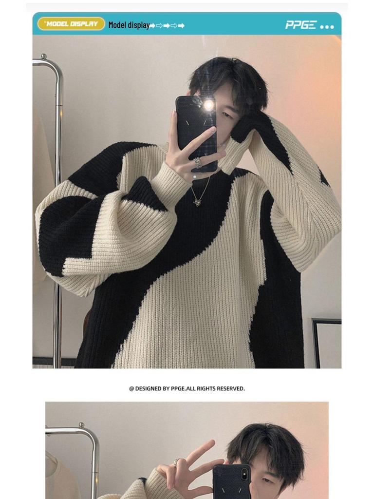 Men's Loose Fit Retro Japanese Style Winter Sweater