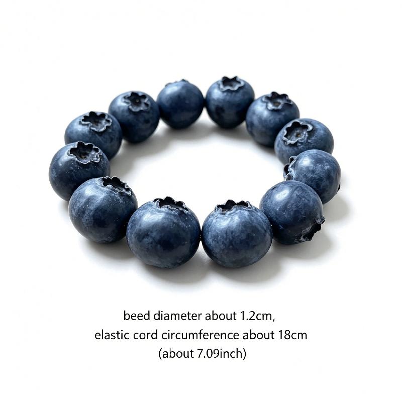 Süßes Realistisches Blaubeer Perlenarmband Handgemachtes Frucht Elastisches Armband Skurriler Kawaii Schmuck für Damen Mädchen Geburtstagsfeier Geschenk