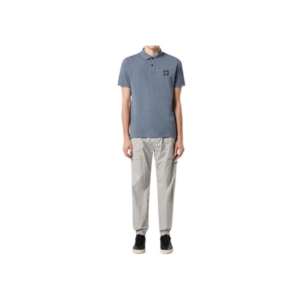 STONE ISLAND SS25 Contrast Logo Patch Short Sleeve Polo Shirt Men Polo Shirts Gray K1S1522002-SCS0017-V0024