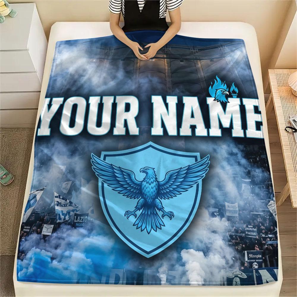 Custom Name,SS Lazio Printed Flannel Blanket, Soft Throw for Bedroom Sofa, Washable, Christmas Present, Great Gift.