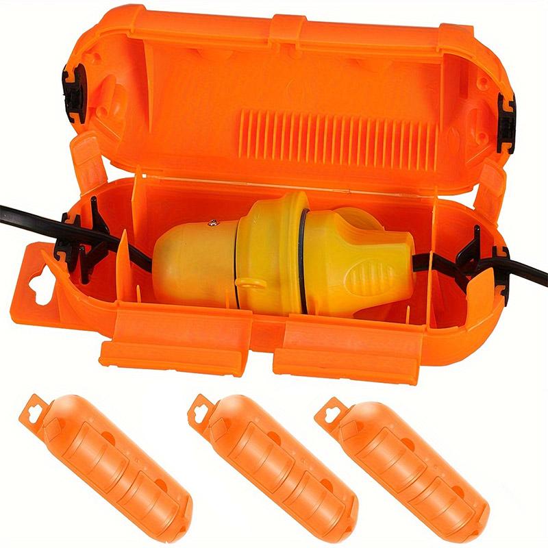 Extension Cable Plug Connection Protection Safety Cover, Waterproof Indoor and Outdoor Socket Protection Tool Yellow and Orange