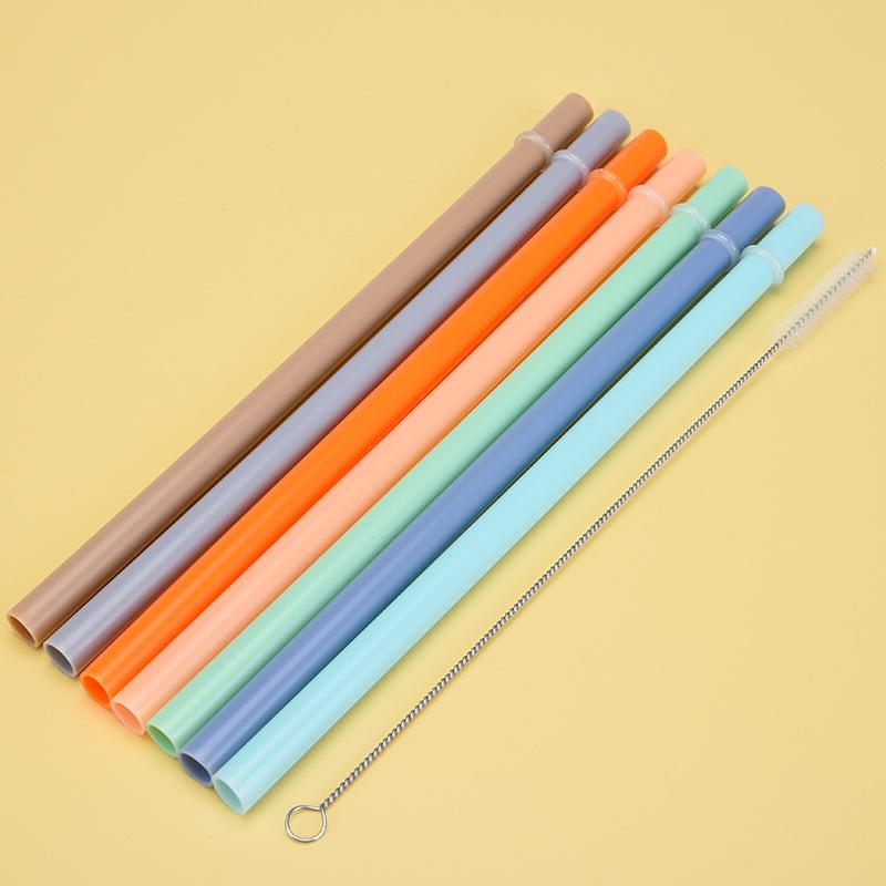 12Mm Aperture Straw Multi-Color Solid Color Plastic Cup Accessories Pp Straw Non-Disposable Straw With Ring