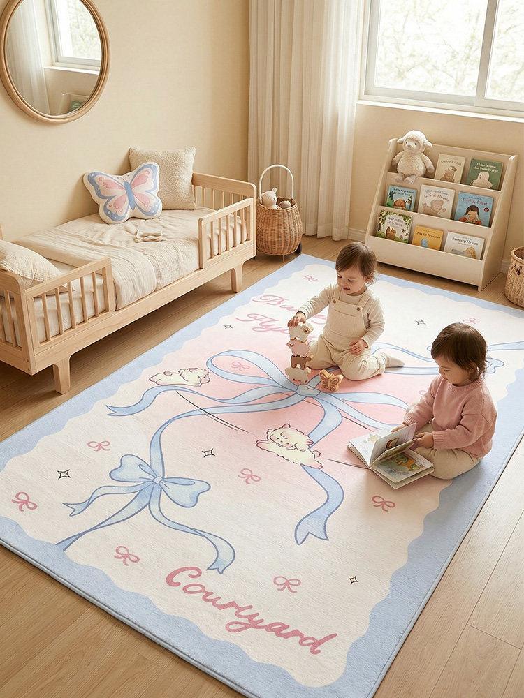 Tapis Grande Surface pour Salon Doux Moelleux Décoration Chambre à Coucher Tapis Antidérapant Épais Velours Tapis de Sol pour Enfants Tapis Lavable à la Maison 80x120cm
