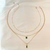 Simple Stacked Retro Imitation Emerald Green Pearl Multi-layer Necklace For Women Fashionable Jewelry Accessories Birthday Gifts