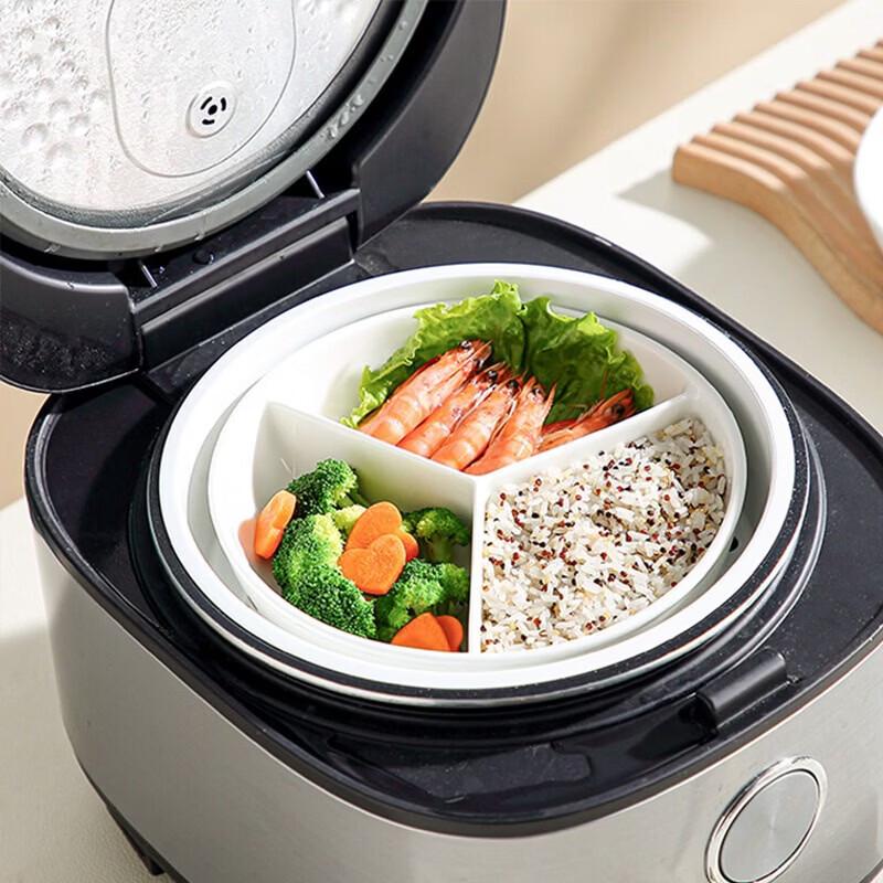 Three-Compartment Ceramic Steaming Plate