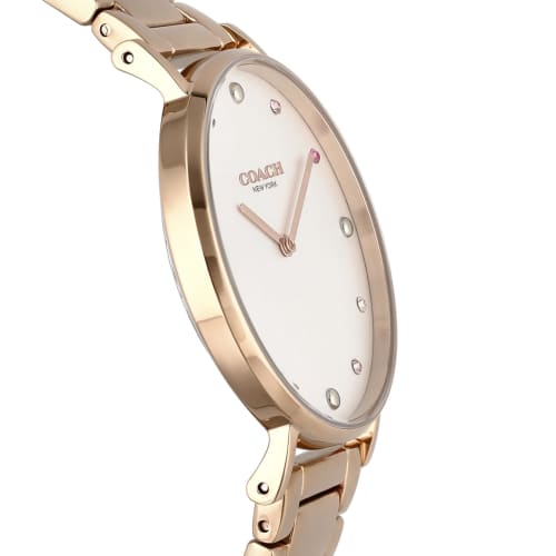 Coach PERRY Watch, 36mm, White Dial, Stainless Steel, Mineral Glass Quartz, Water Resistant, China Watch, 14503938, Women's, Gold
