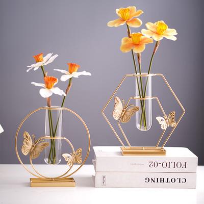 Geometrische Goldene Glasvase Goldene Hydroponische Vase Büro Schreibtisch Blumengesteckvase Wohnzimmer Schreibtischdeko Blumentopf