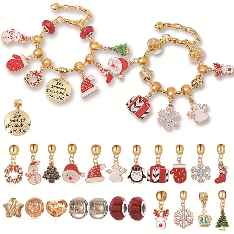 Halskette Anhänger Weihnachts-Countdown Adventskalender Blindbox Weihnachts-Themen DIY Armband