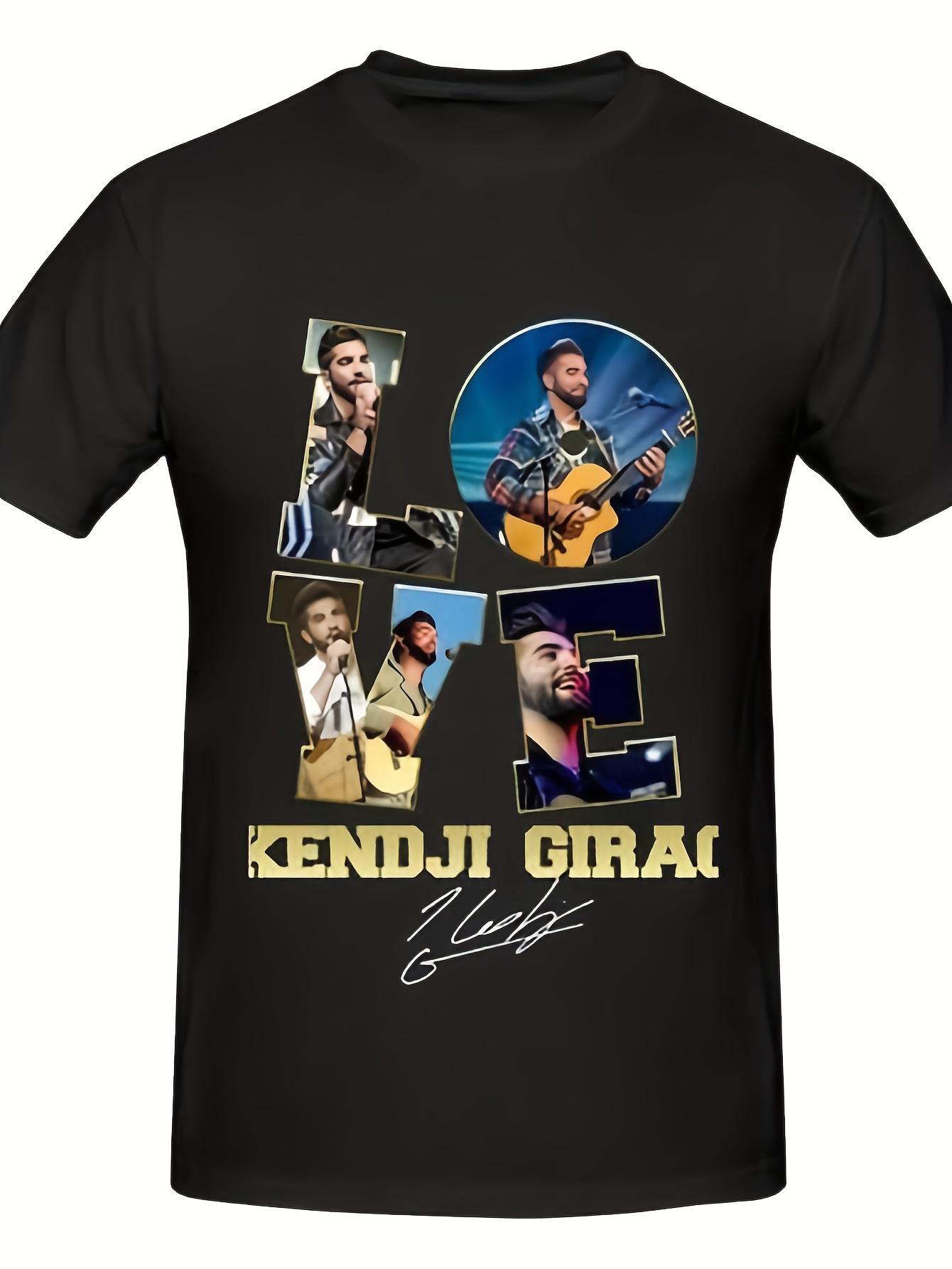 Men s Kendji Girac Signature Song Fan T-Shirt - Soft Comfortable Crew Neck Tee with Guitar & Song L