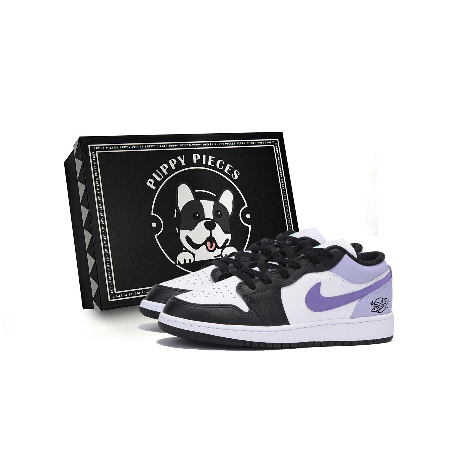 Jordan Air Jordan 1 Vintage Basketball Shoes Women s Low top Black/Purple 553560-131(Team85-S-BOX-A) 36.5