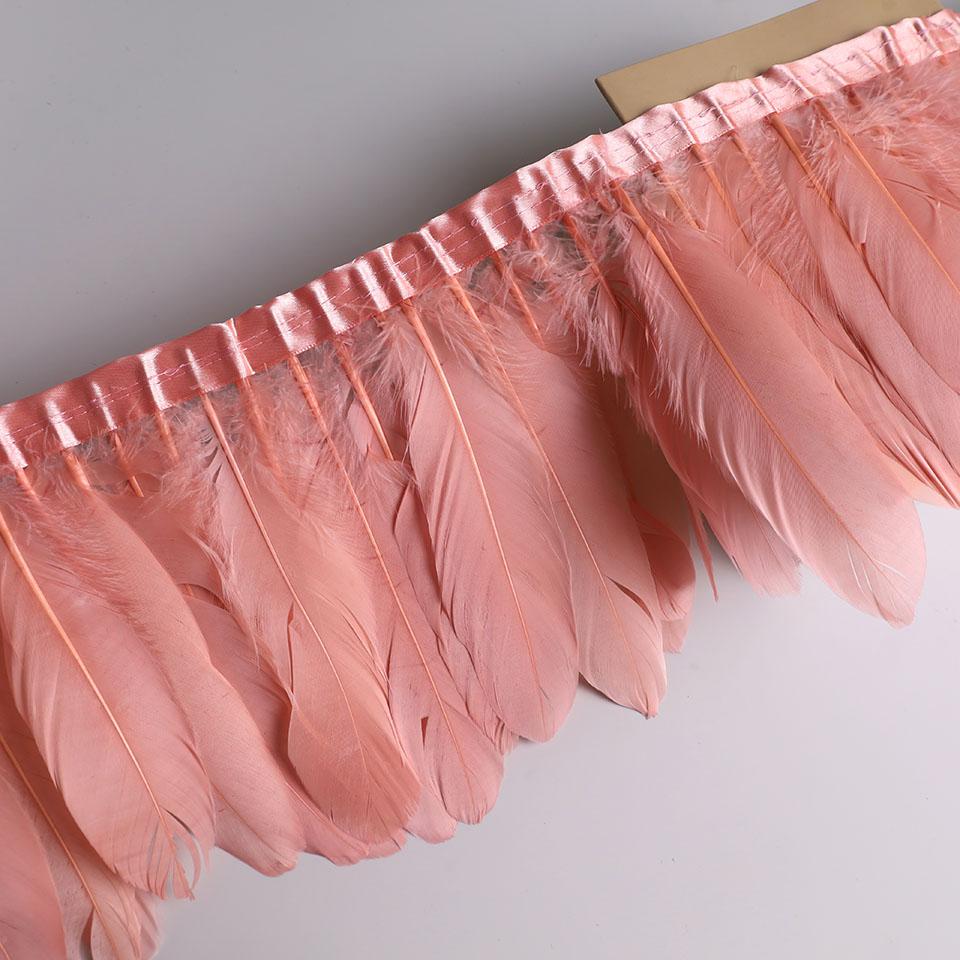 Feather10Meters Goose Feather Fringe Ribbon Handicraft Accessories White Swan Feathers Trims Carnival Plumas Dress Decoration