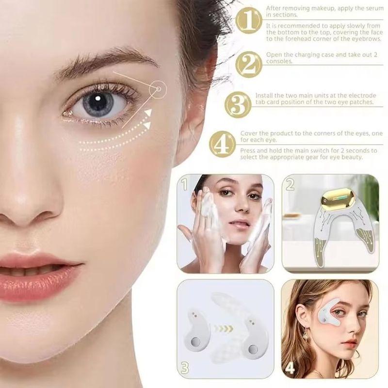 Beautyronics - Massaggiatore Facciale EMS Ricaricabile USB Antirughe / Cerotto Occhi / Cerotto Viso / Telecomando / Set