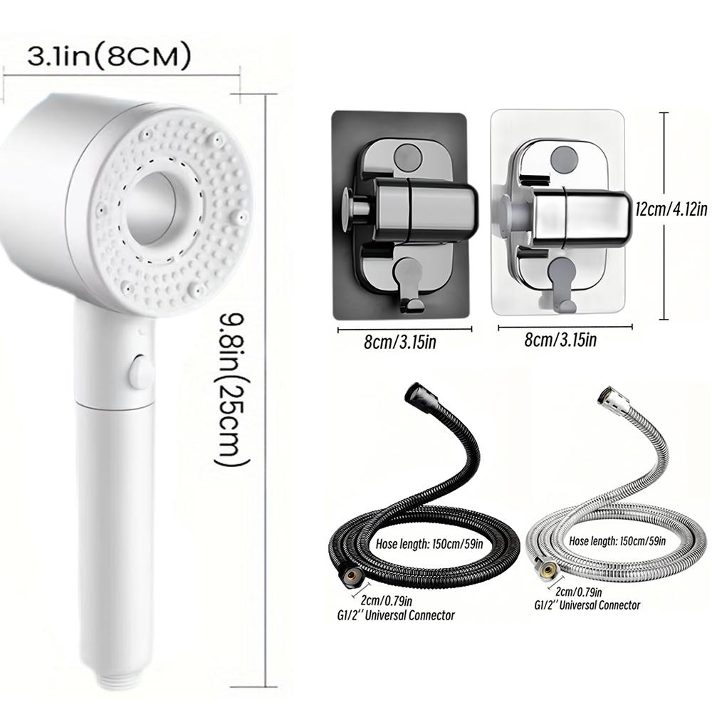 5 Modes One Key Stop Water-saving Shower Head Handheld Large Flow High-pressure Shower Nozzle with Filter Bathroom Showerhead