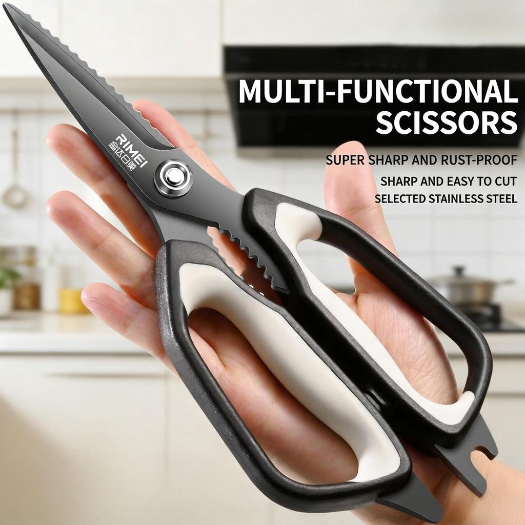 New Multifunctional Black Titanium Kitchen Scissors Powerful Chicken Bone Shears Home Kitchen tools for Cutting meat ,barbecue5