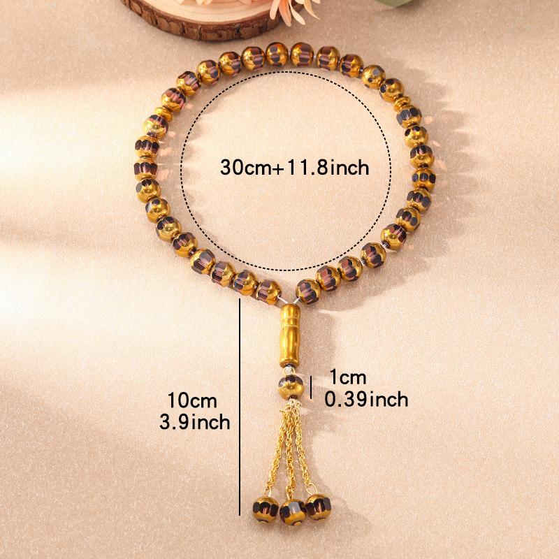 Islamiske Roseperler Bengal Arabisk Mote Herresmykker Bønneperler 10mm 33perler Tasbih Metall Tasbaha Muslimske Gave Tilbehør