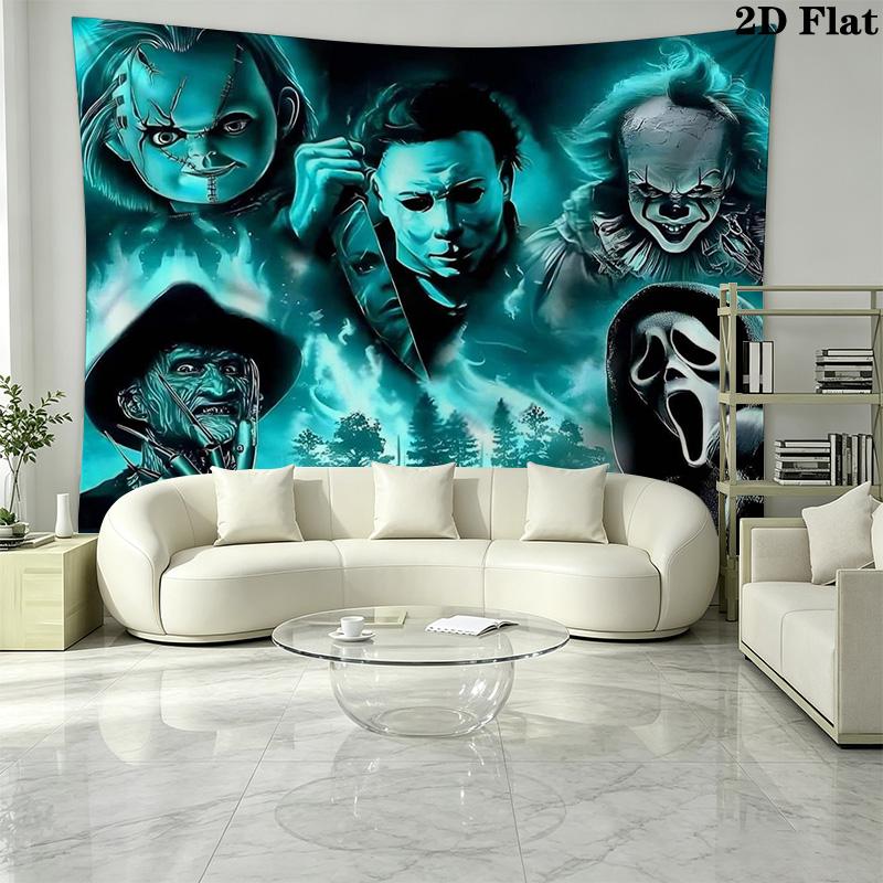 Horror Halloween Wall Tapestry Aesthetic Wall Hanging Printed Fabric Blanket Decorative Tapestries for Bedroom Living Room Home Decor