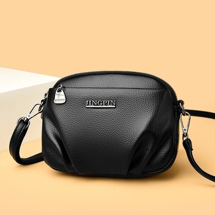 Lychee Pattern Soft Leather Messenger Bag Female