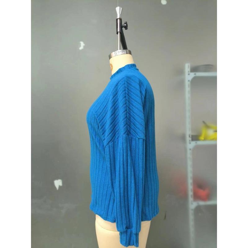 Women S Brushed Ribbed Half High Neck Solid Color Long Sleeve Top