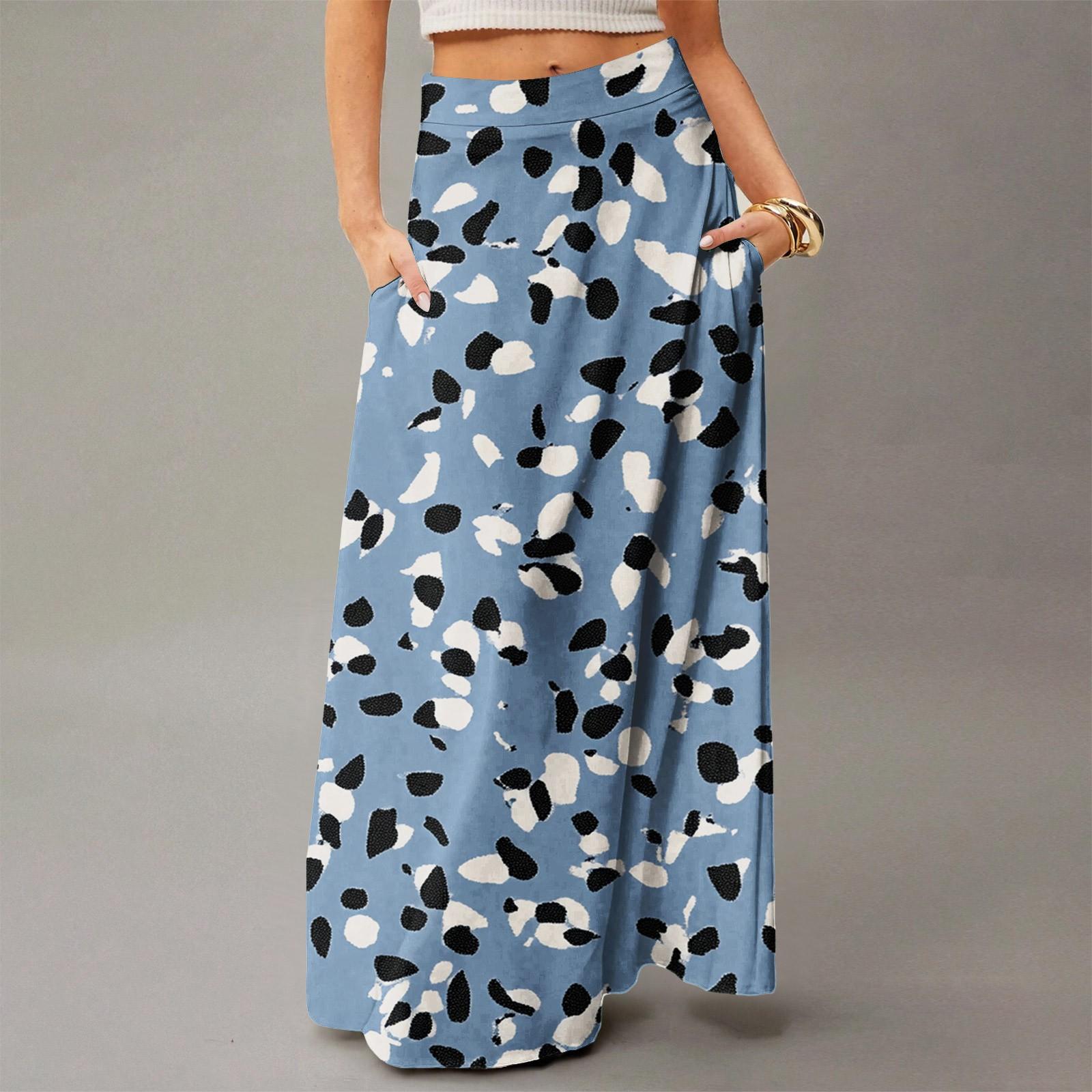 

Женское струящееся платье макси, обычная повседневная летняя юбка в стиле бохо XL синий