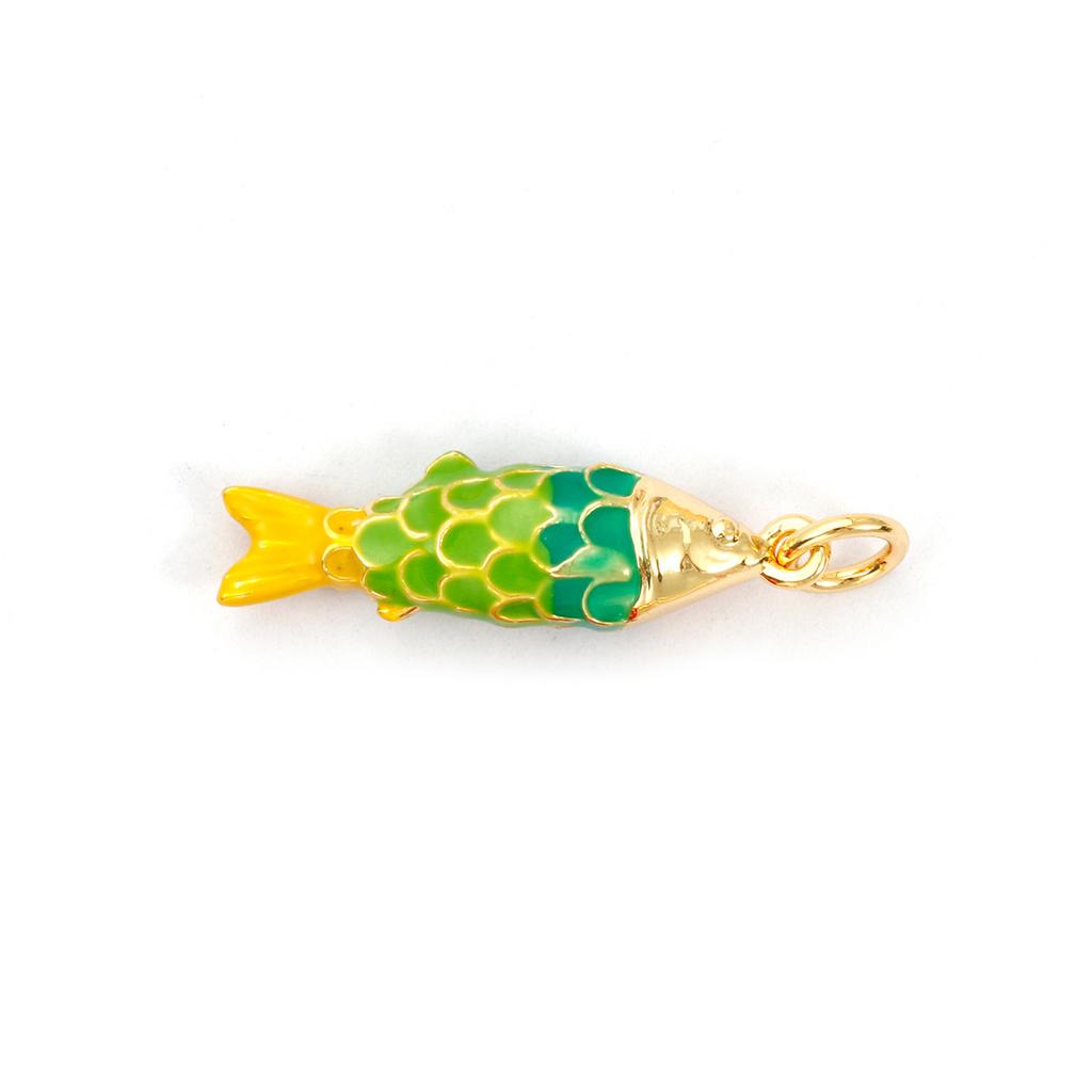 1 Piece Brass Ocean Jewelry Charms Carp Fish 18K Gold Plated Colorful Enamel Fish Pendant For DIY Necklace Making 26x6.5mm