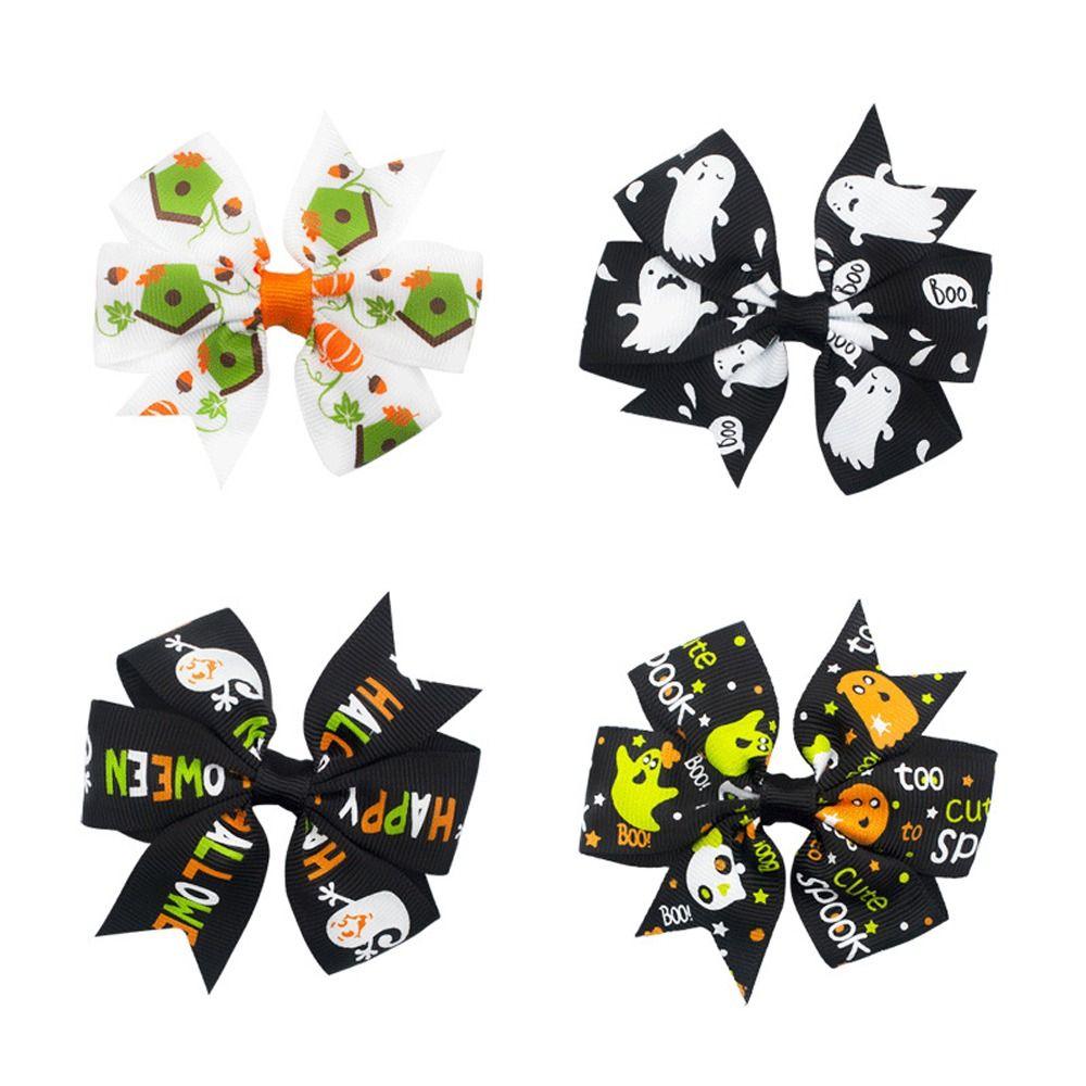 Creative Skeleton Halloween Bow Hair Clip Pumpkin Bat Pumpkin Hairpin Spider Korean Style Bat Duckbill Clip Party