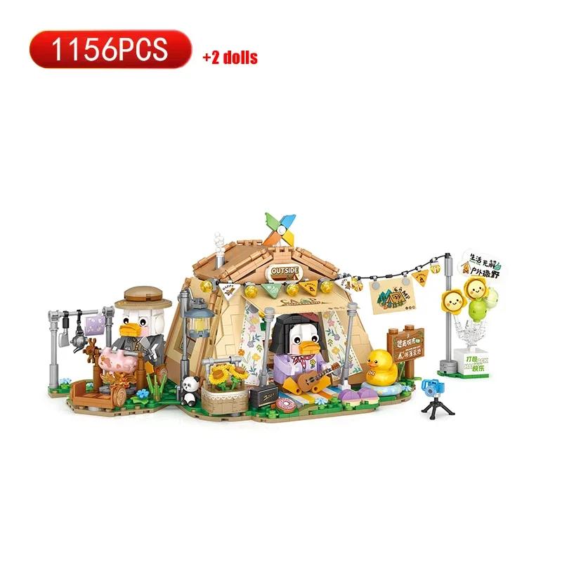 Miniature Camping Scene Building Blocks, Creative DIY Barbecue Stand, Camping Tent, Coffee Cart, Toys, Puzzle, Birthday Gift