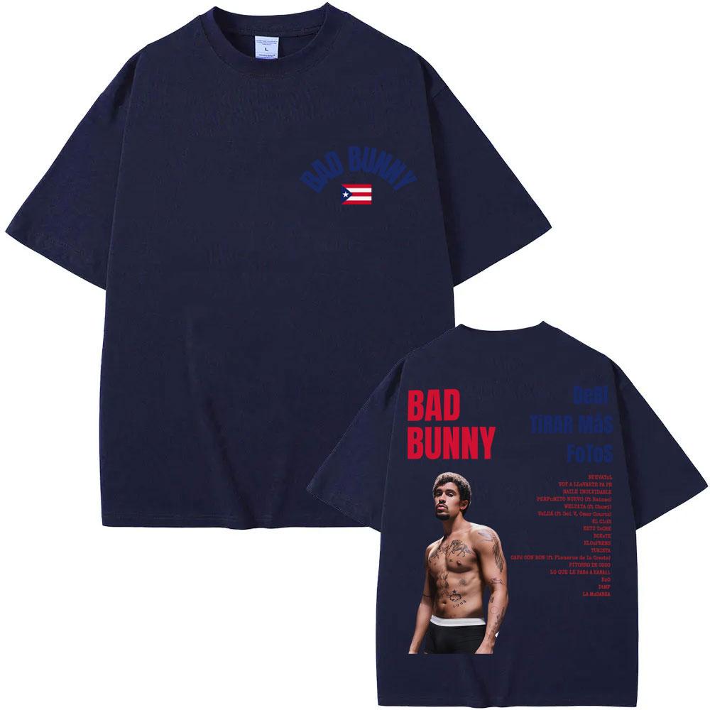 Rapper Bad Bunny Graphic Tshirts Debi Tirar Mas Fotos DTMF Fashion Vintage T Shirt Unisex Women Hip Hop Oversized Cotton Tshirt