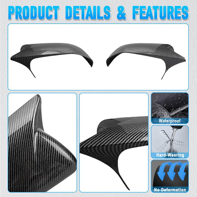 2PCS Carbon Fiber Pattern Mirror Case Black Side Wing Rearview Mirror Cover Trim for Ford Explorer 2024 LHD
