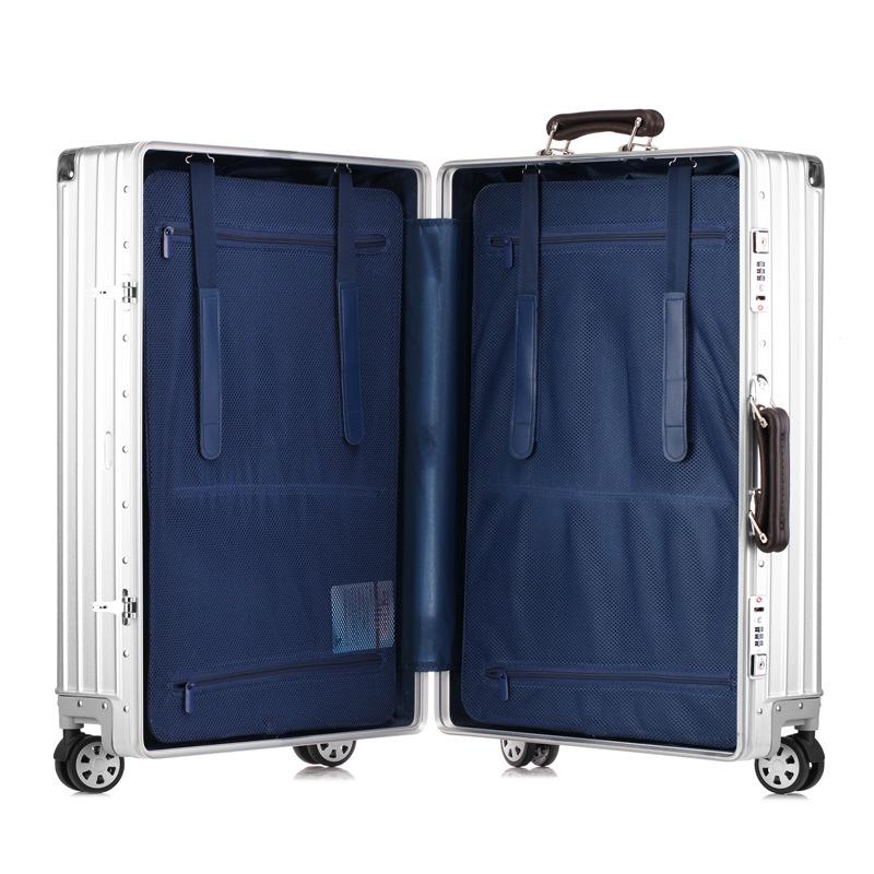 Aluminum-Magnesium Vintage Luggage with Universal Wheels - 20" Carry-On & 24" High-End Case for Women