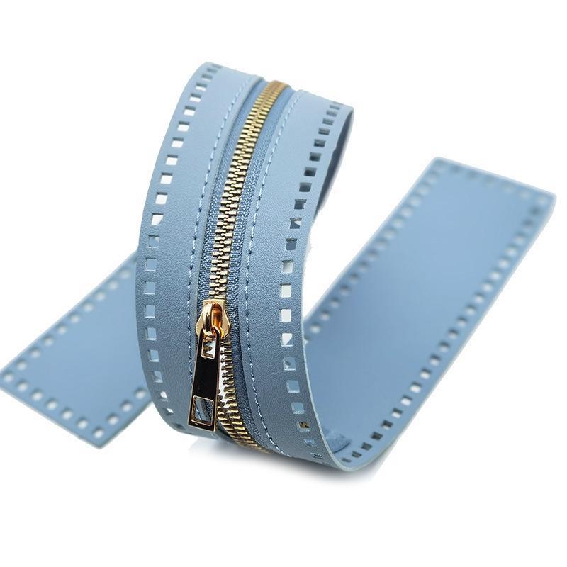 1 Stück DIY Reißverschluss für gewebte Tasche Hardware PU-Leder Reißverschluss Nähzubehör 55cm Metallreißverschluss für Kleidung Zubehör