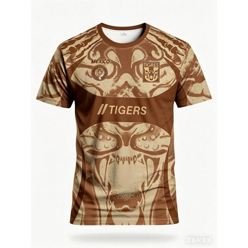 Los Angeles Tigers Herren Fußballtrikot & Mexiko Rundhals Komfort-Sweatshirt mit Tiger-Grafikdruck, Perfekt für das Mexiko-Spiel