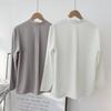 Spring and Autumn New Light Neck French Long Sleeve Shirt Female Professional Diligent Interview Grey White Top Female