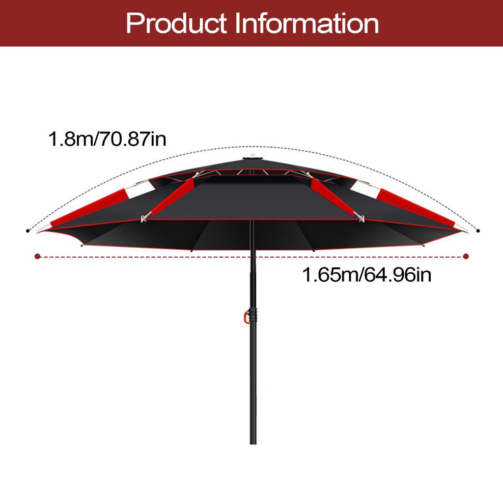 Double Fishing Sun Umbrella With Storage Carry Case 360-Degree Rotation Fishing Canopy Waterproof Sunscreen Fishing Umbrella