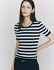 GIORDANO U-Neck Striped Short Sleeve Knit (12Gg) 355534 [3Color]