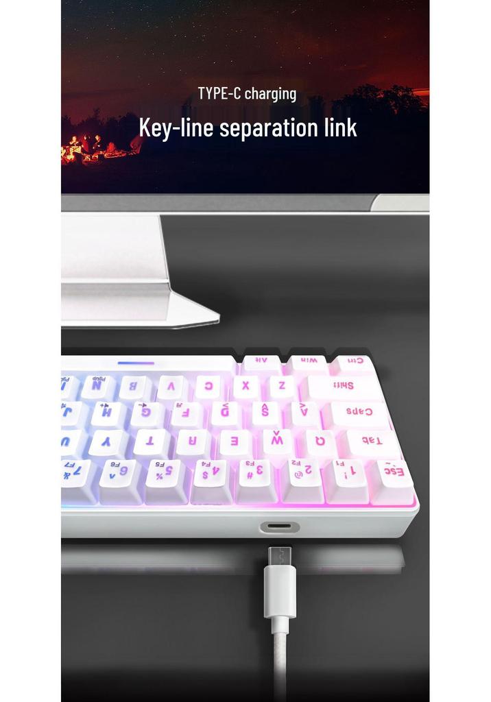 Teclado Gamer Portátil com Luz RGB de 61 Teclas - Sensação Mecânica para E-sports e Uso no Escritório