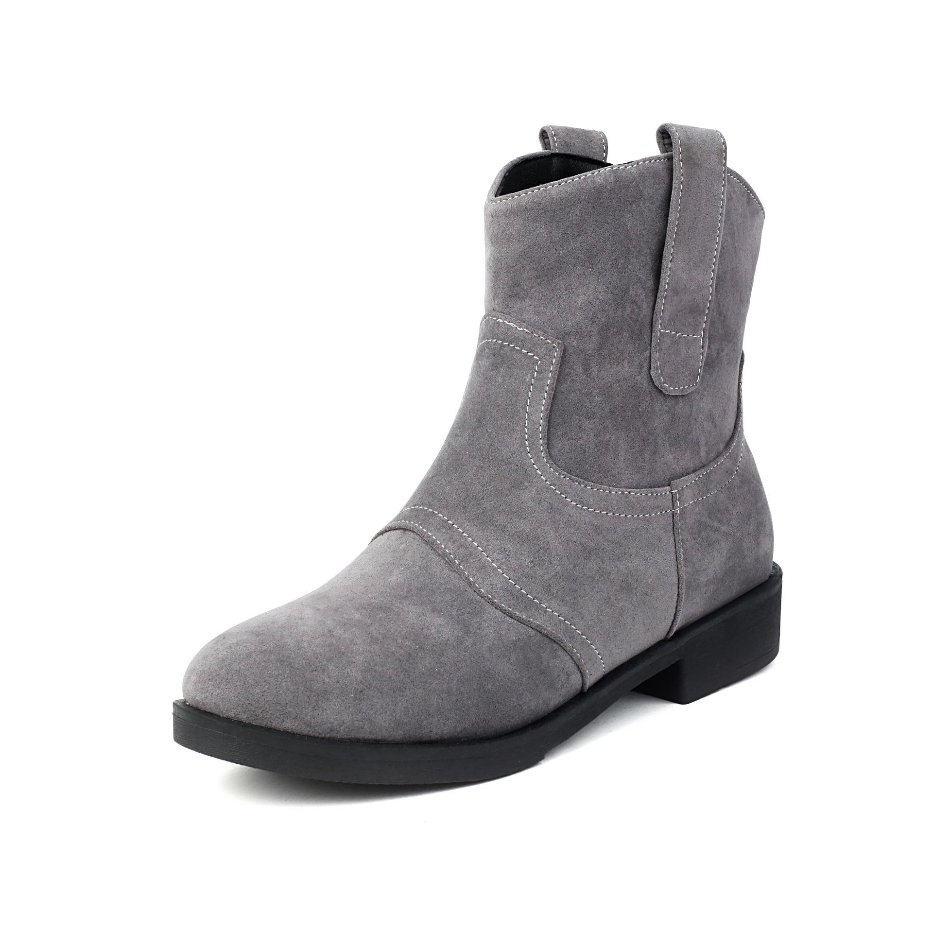 Европейские и американские весенние матовые простые ботильоны модные ботинки ботильоны на низком каблуке Z 34 серый