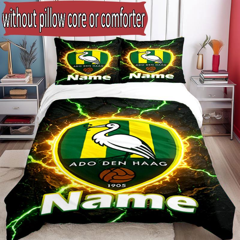 3pcs Duvet Cover Set (1*Duvet Cover + 2*Pillowcase, Without Core), Custom Name ADO Den Haag Pattern Bedding Set, Home Bedroom Decor Gift
