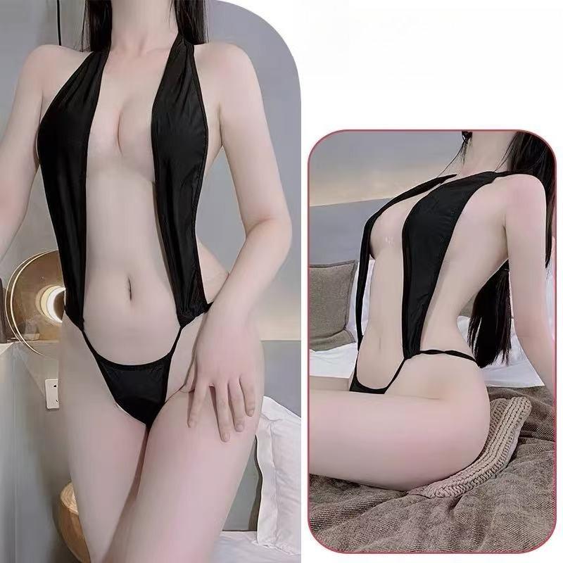 Sexy Hollow Out Women's Underwear Sex Crotchless Perspective Open Bow Bra Porn Lingerie Hot Bodysuit Thong Erotic Costumes
