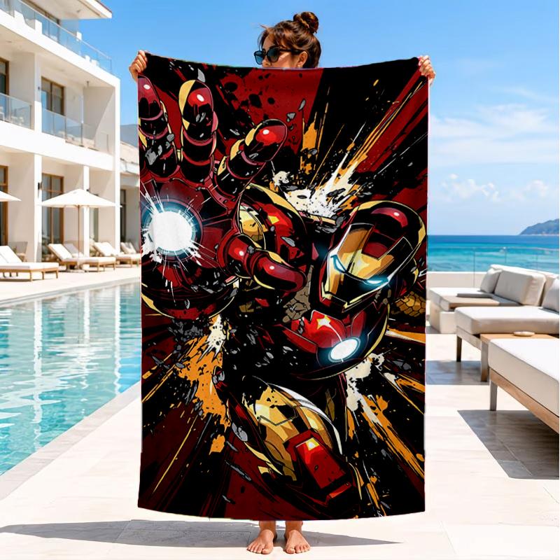 Iron In Action Beach Towel, Super Soft Microfiber, Perfect Gift for Her/Him, Birthday, for Pool, Beach, Travel, Decor Beach Party