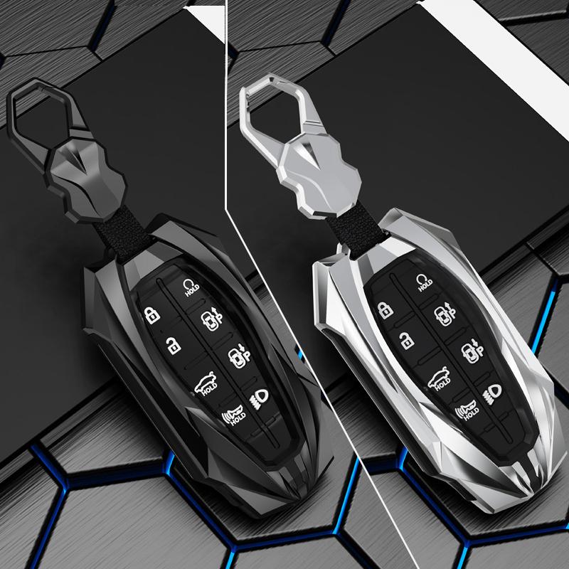 Zinc Alloy 8 Button Car Key Cover Case For Hyundai Genesis G80 GV70 GV80 2019 2020 2021 2022 Remote Key Holder Auto Accessories