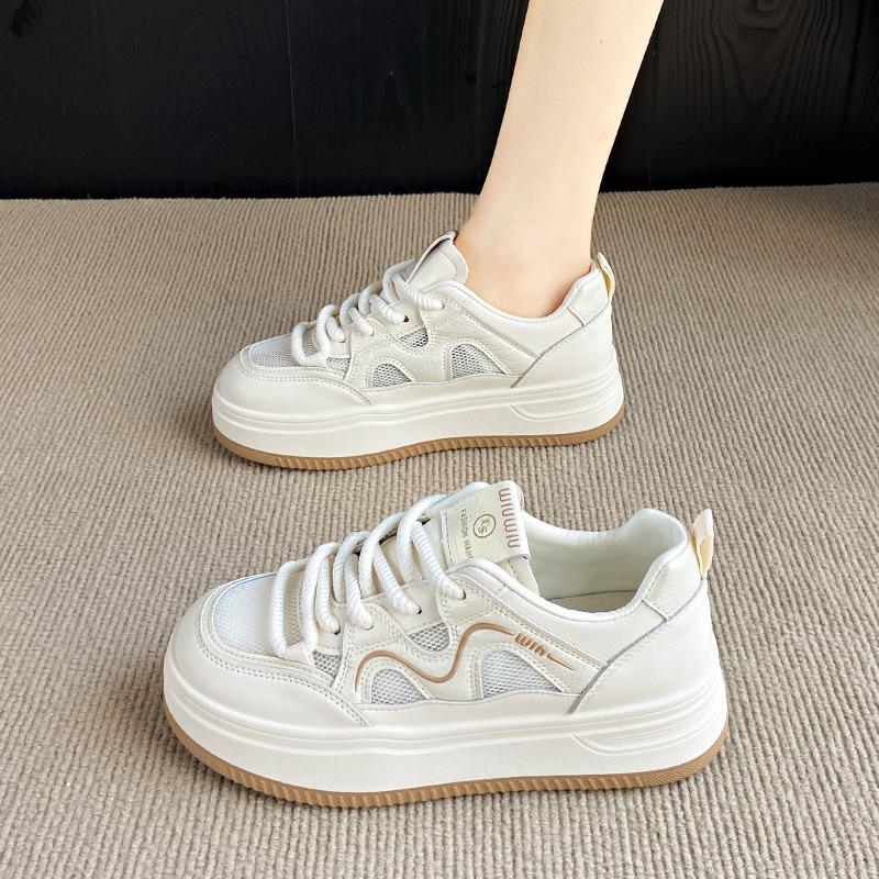 Thick-soled little white women's shoes spring new heightening bread shoes versatile niche soft-soled sports board shoes