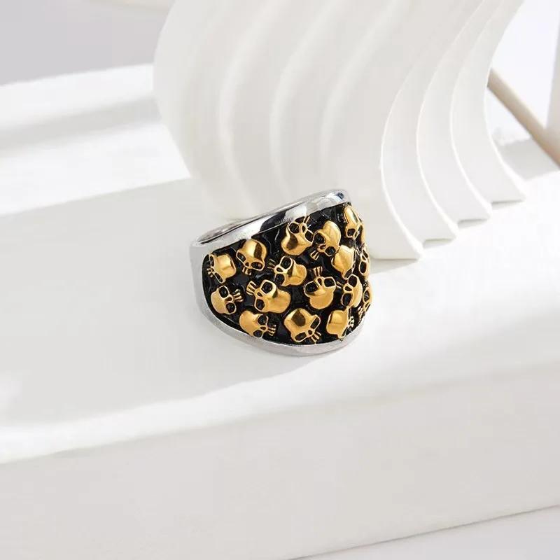 Hot-selling, Men's Single Personality Trend Stainless Steel Skull Ring, Multi-ghost Head Jewelry
