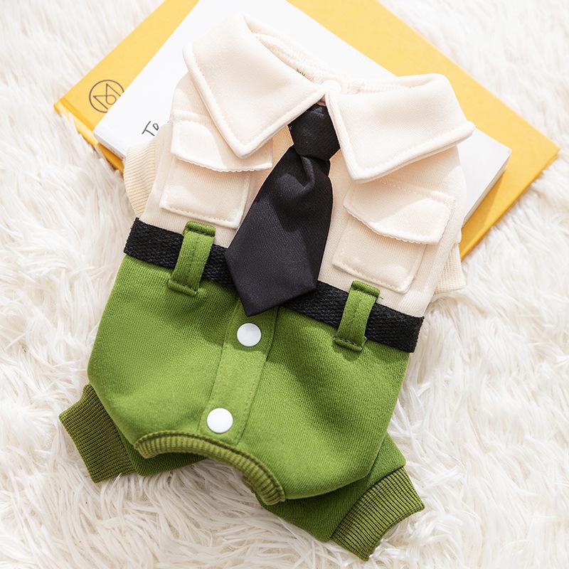 Cat clothes autumn and winter warm belt satchel into kittens can be towed four-legged clothes dog small dog pet cat clothing