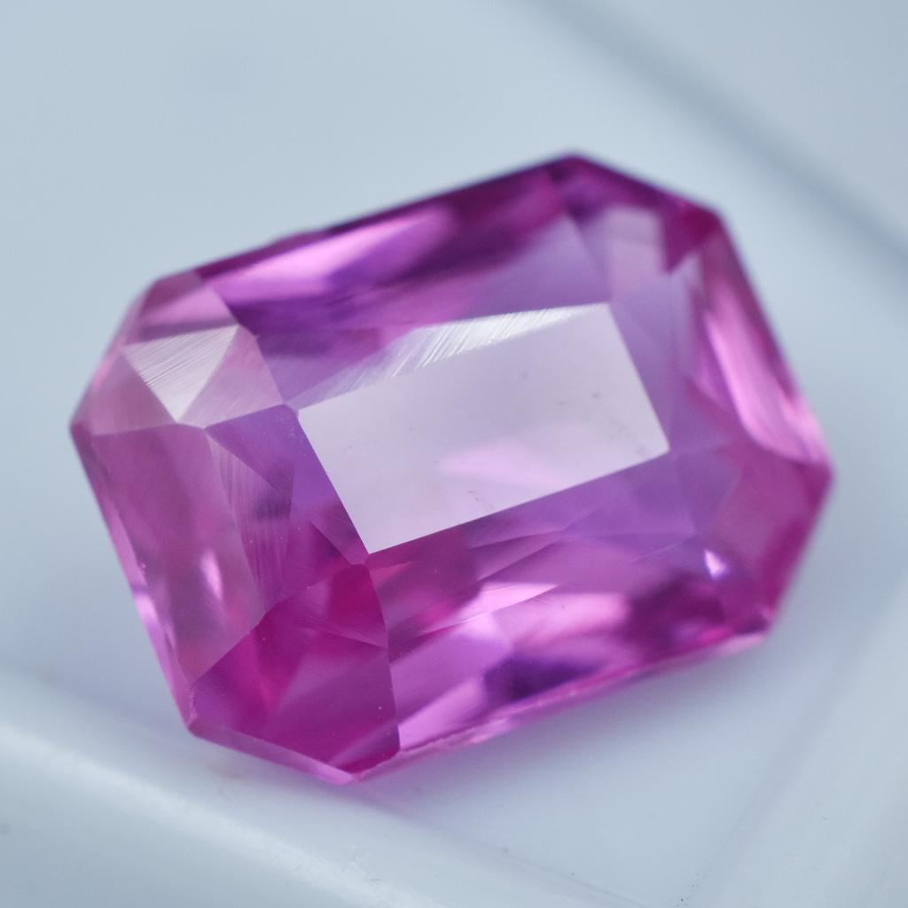 Natural Pink Sapphire Loose Gemstone 7.15 Ct Emerald Shape Unique September Birthday Birthstone